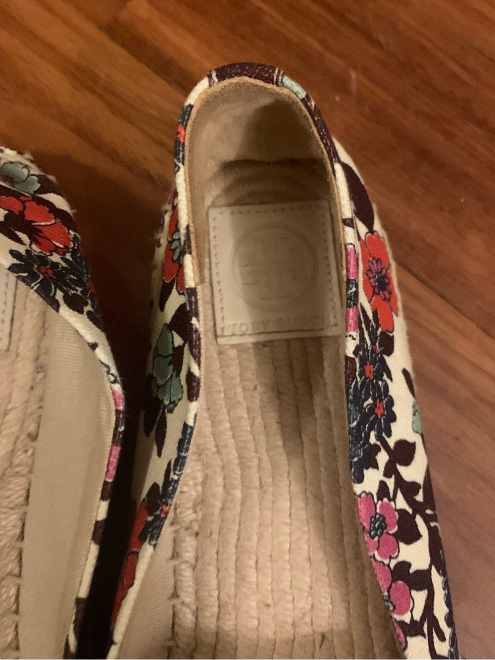 Tory Burch Floral Canvas Espadrille Flats in Cream, Pink & Red - Picture 3 of 5